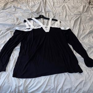 INC SHOULDER OFF ASYMMETRICAL BLOUSE